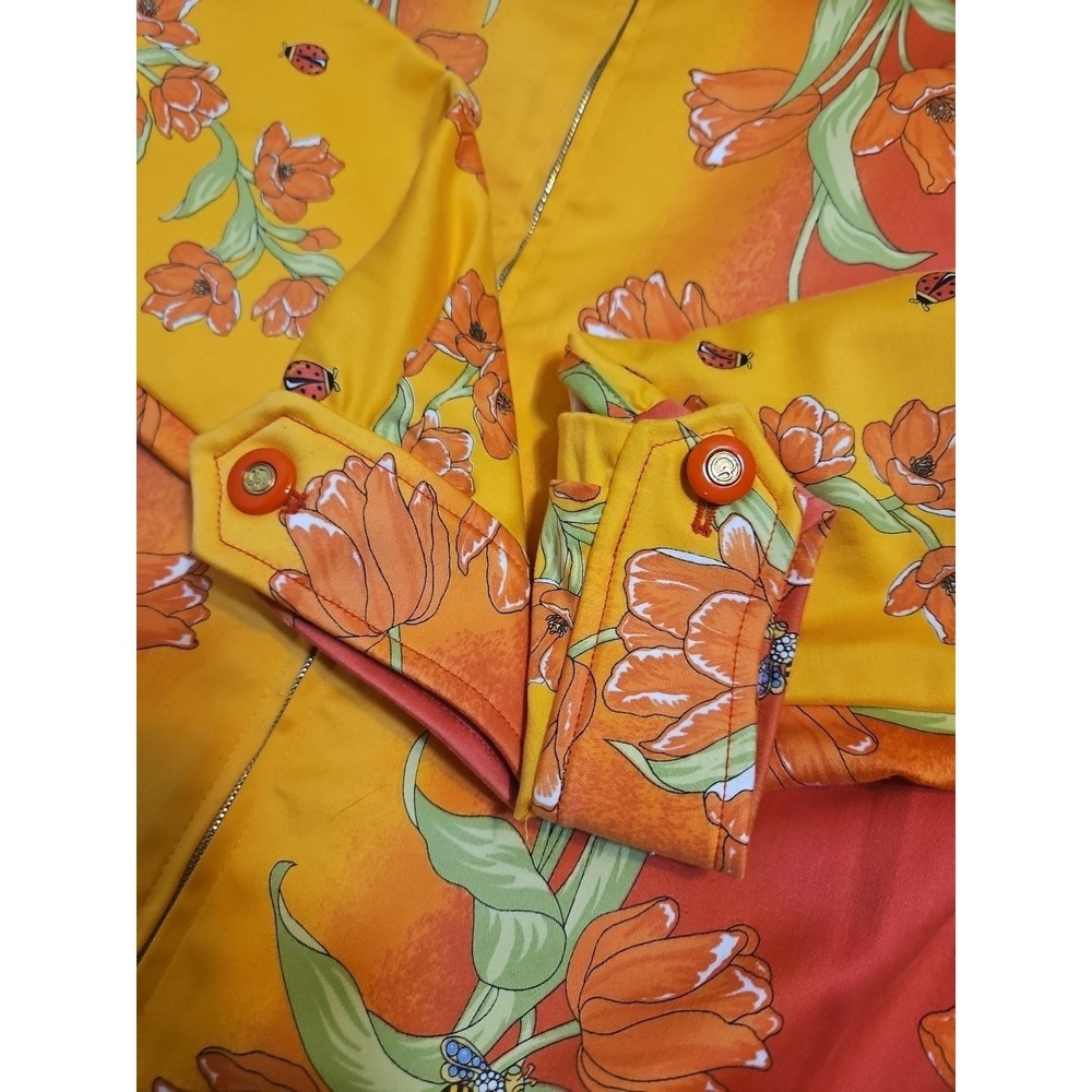 St John Sport Womens Jacket SZ Small Orange Butterfly Floral - Picture 8 of 9